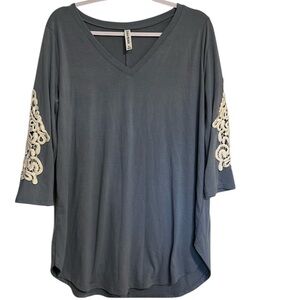 Zenana Premium Women’s Long Sleeve Top Lace Sleeve XL